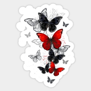 Flying Black and Red Morpho Sticker